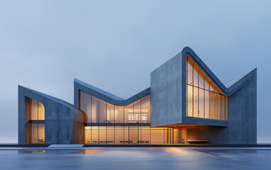 Fototapeta premium Minimalist modern architecture and spatial structure