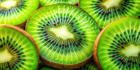 Fresh Sliced Kiwi Fruit with Vibrant Green Flesh and Texture for Healthy Eating, Nutrition, and Wellness Concepts &acirc;&euro;&ldquo; Delicious, Nutritious, Natural, Organic, Tropical Delight