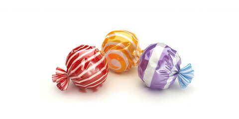 Fototapeta premium Set of colorful candies and lollipops on a white background