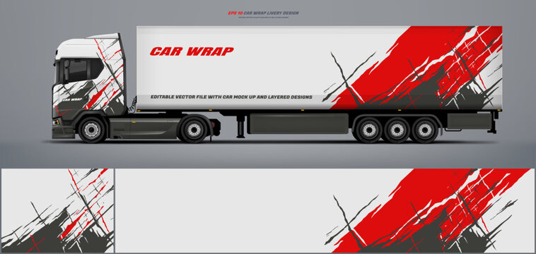semi truck and trailer wrap livery design. vector file printing below