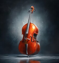 Fototapeta premium Elegant cello showcase studio setting still life photography dark background artistic perspective musical artistry