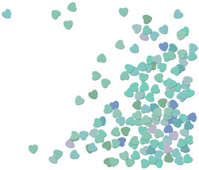 Fondo de corazones en tonos verde y azul. Se puede usar como fondo para acompañar un mensaje.