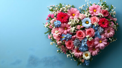 Heart Shaped Flower Bouquet Illustration