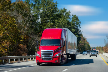 Semi Trucks on Highway, USA. Trucking in USA