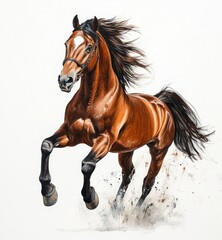 Obraz premium Galloping horse action studio artwork dynamic environment close-up view equine power and grace
