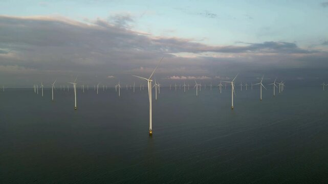 View of an offshore windpark, Breezanddijk, The Netherlands