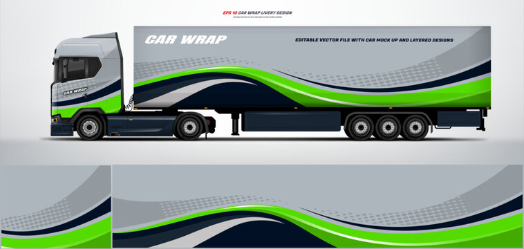 semi truck and trailer wrap livery design. vector file printing below