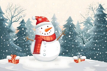 Obraz premium Christmas design elements, vector set happy merry christmas snowman card Christmas decorative banner with funny Santa Claus, nutcracker, locomotive and gift boxes and many others. Christmas and happy 