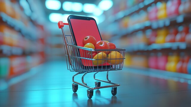 Sleek 3D portrayal of online retail marketing with a blurred background, perfect for digital application imagery.