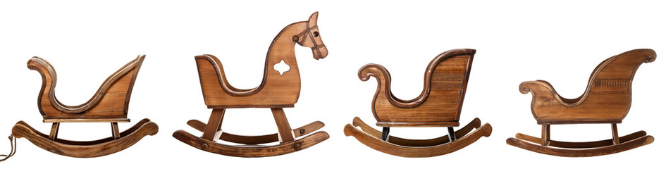 Elegant wooden rocking toys showcasing a variety of unique designs for children's playtime and decor.