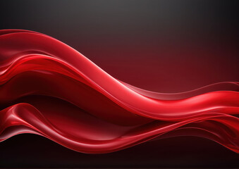Obraz premium Red corporate design wave. Digital abstract background with sleek technology motion