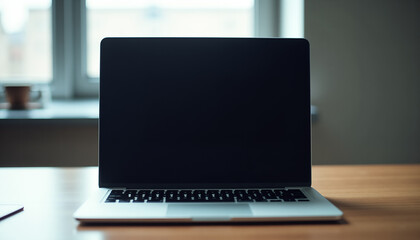 Fototapeta premium Laptop Mockup on Desk: Minimalist Workspace