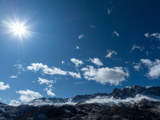 Landscape of snow capped mountains in Tibet,China