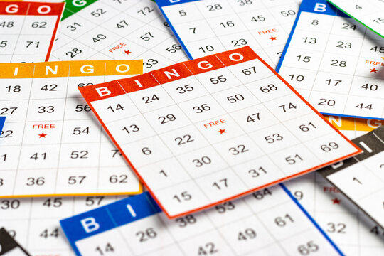 colorful or multicolored bingo  game cards.