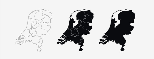 Netherlands Map vector icon. Map of Netherlands Black Silhouette.
