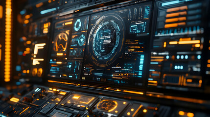 Naklejka premium Futuristic Interface Design 3D Illustration