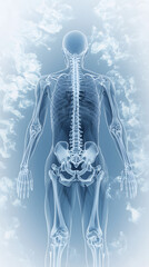 Full-Body X-Ray Image of Human Skeleton and Spine Anatomy