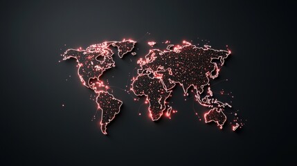 A dynamic world map where dots pulsate and change color based on real time data feeds, visualizing global events, social media activity, or financial market fluctuations.