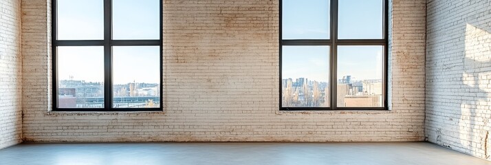 Obraz premium real estate agent virtual tour of a loft space copy space background.