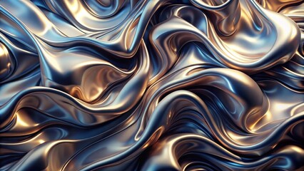 Obraz premium Abstract Metallic Fluid Draped in a Sensual Dance of Light and Shadow