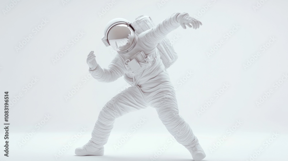 Poster a futuristic astronaut in a dynamic pose, showcasing space exploration themes.