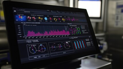 Obraz premium Data Visualization on a Computer Monitor in Laboratory