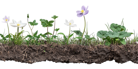Flora growth display underworld layer botanical photography dark environment side view organic diversity