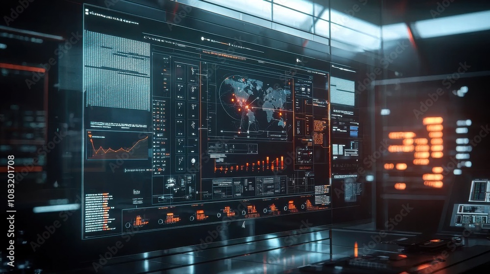 Poster advanced digital interface with data visualization