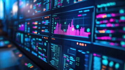 Fototapeta premium Abstract Data Visualization with Colorful Charts and Graphs