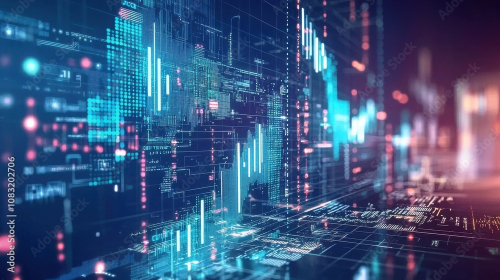 Poster abstract data visualization with graphs and charts