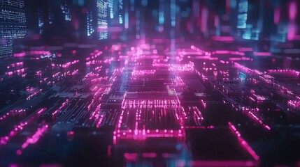 Obraz premium Abstract Digital Data Visualization with Neon Colors