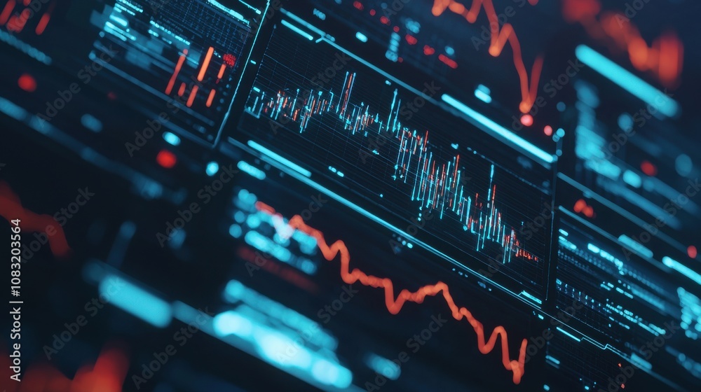 Poster abstract data visualization with graphs and charts