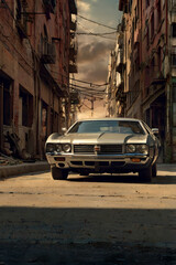 Naklejka premium old car in the street