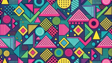 Vibrant Geometric Pattern with Bold Colors and Shapes
