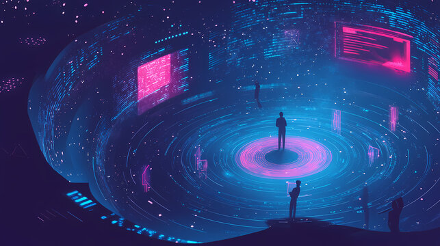 Regtech quantum leap: ai and blockchain revolutionizing compliance, quantum leap through a digital vortex,. Quantum. Illustration
