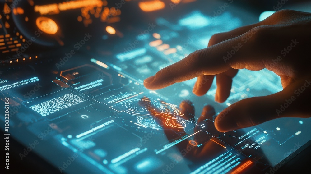 Poster high-tech control interface with touch interaction