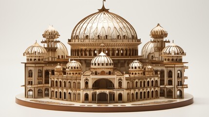 Obraz premium Paper cut of a grand palace with domed roofs and lush gardens,Generative ai illustration