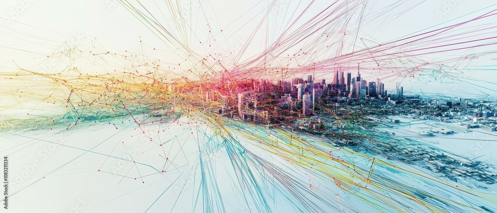 Poster visualizing logistics connections major city interactions on a dynamic map urban environment data-dr
