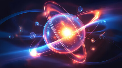 Fototapeta premium Abstract photo representing quantum physics with a dark background, quantum, physics. Quantum. Illustration