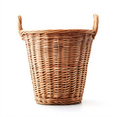 Obraz premium A woven wicker basket with two handles, ideal for storage, organization, or decorative purposes.