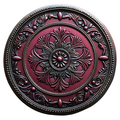 Obraz premium A Crimson Compact With An Intricate Design isolated on transparent background