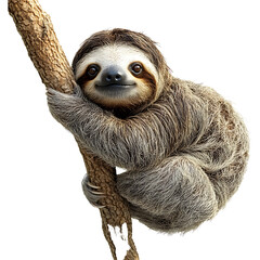 Fototapeta premium A cute and cuddly sloth is hanging out isolated on transparent background