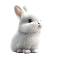 Obraz premium A cute white bunny isolated on transparent background
