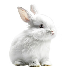 Fototapeta premium A cute white bunny isolated on transparent background