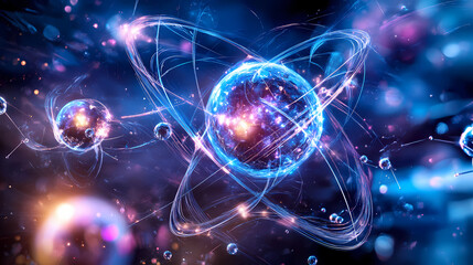 Fototapeta premium an abstract representation of quantum entanglement with intertwining particles. Quantum. Illustration