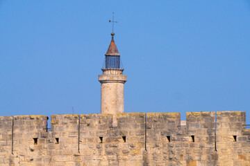 Fototapeta premium rampart fortification tower detail skyline defense Aigues-Mortes