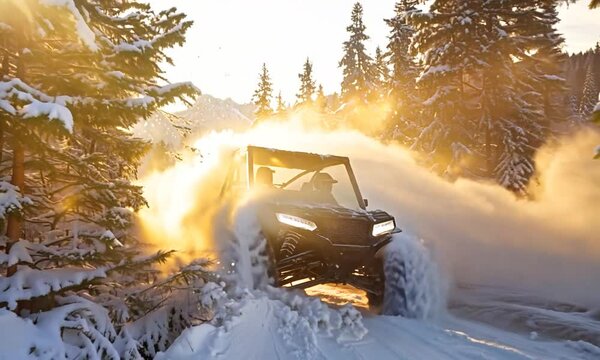 a utv in the snow