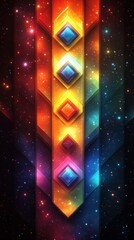 A vibrant, abstract design featuring colorful geometric shapes.