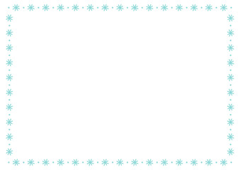 Winter snowflakes decorative border frame on white background.