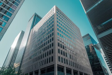 Obraz premium Modern Skyscrapers and Urban Architecture in a Financial City Landscape